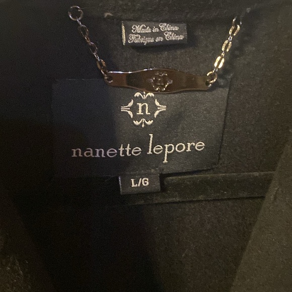 Nanette Lepore Long Black Winter Coat/Blazer, Size Large, One Button - Picture 8 of 8